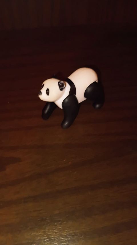 Mini panda fiquru, plastik oyuncaq, qara-ağ