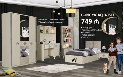 Gənc yataq dəsti – modern və funksional dizayn. Yüksək keyfiyyət
