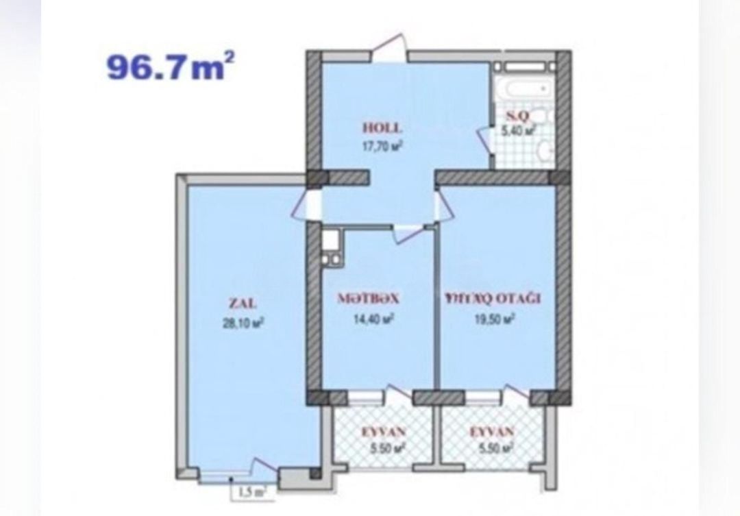 Satılır 2 otaqlı yeni tikili 97 m² — Mənzil, Bakı (8)