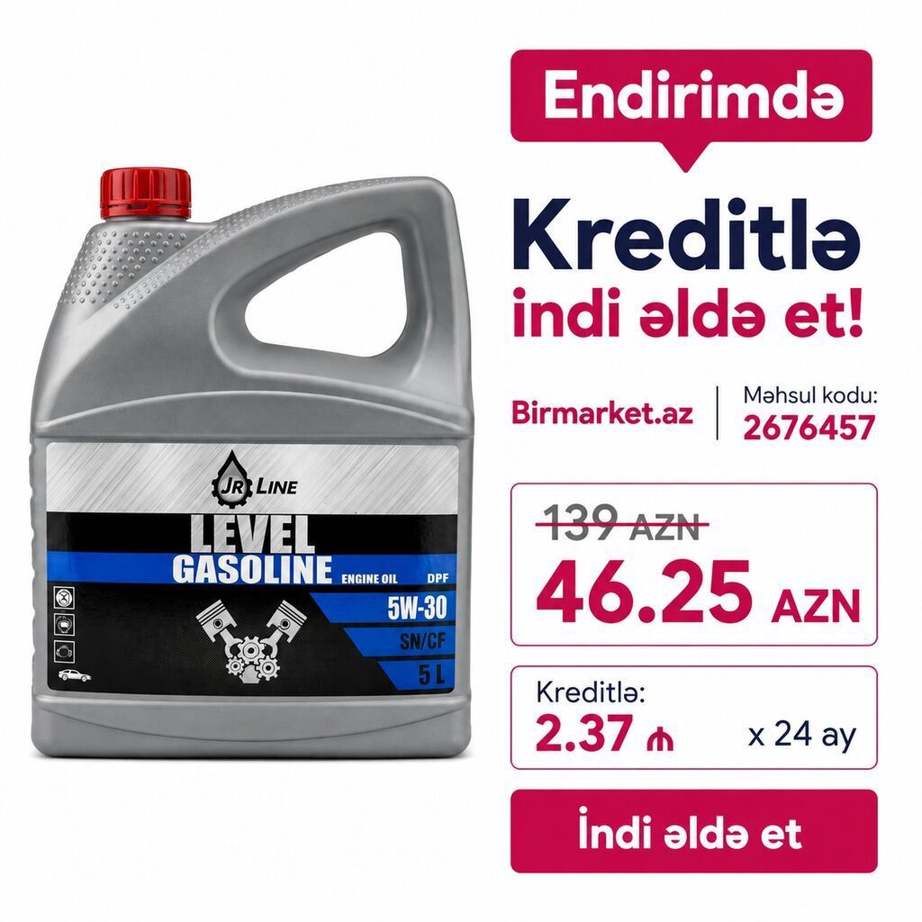 JR Line LEVEL Gasoline mühərrik yağı – 5W-30, SN/CF, DPF uyğunluğu — Avto, Bakı