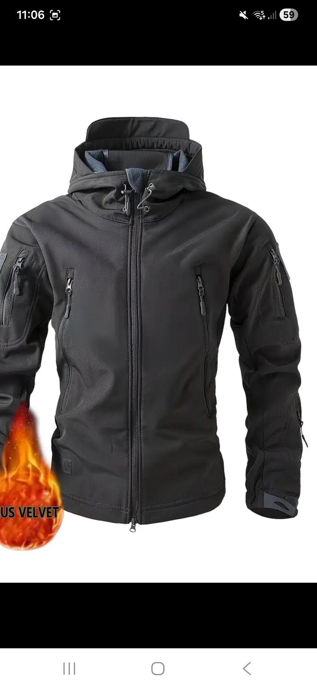 Kişi üçün qara rəngli kapüşonlu softshell gödəkçə - Ölçü: XL - İç