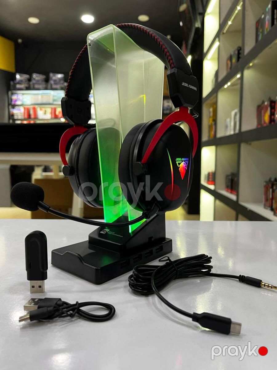 RGB Gaming qulaqlıq Jedel GH564P USB 7.1 Surround BT & 2.4 Wireless — Elektronika, Bakı (8)