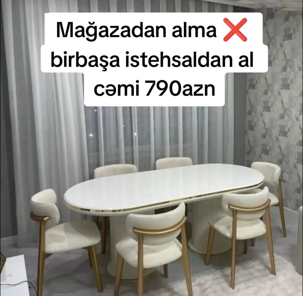 Qonaq otağı üçün, Yeni, Açılmayan, Oval masa, 6 stul