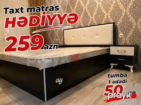 *ikineferlik taxt* Ölçü: 160×200 (matras daxil) Rəng seçimi — Saray