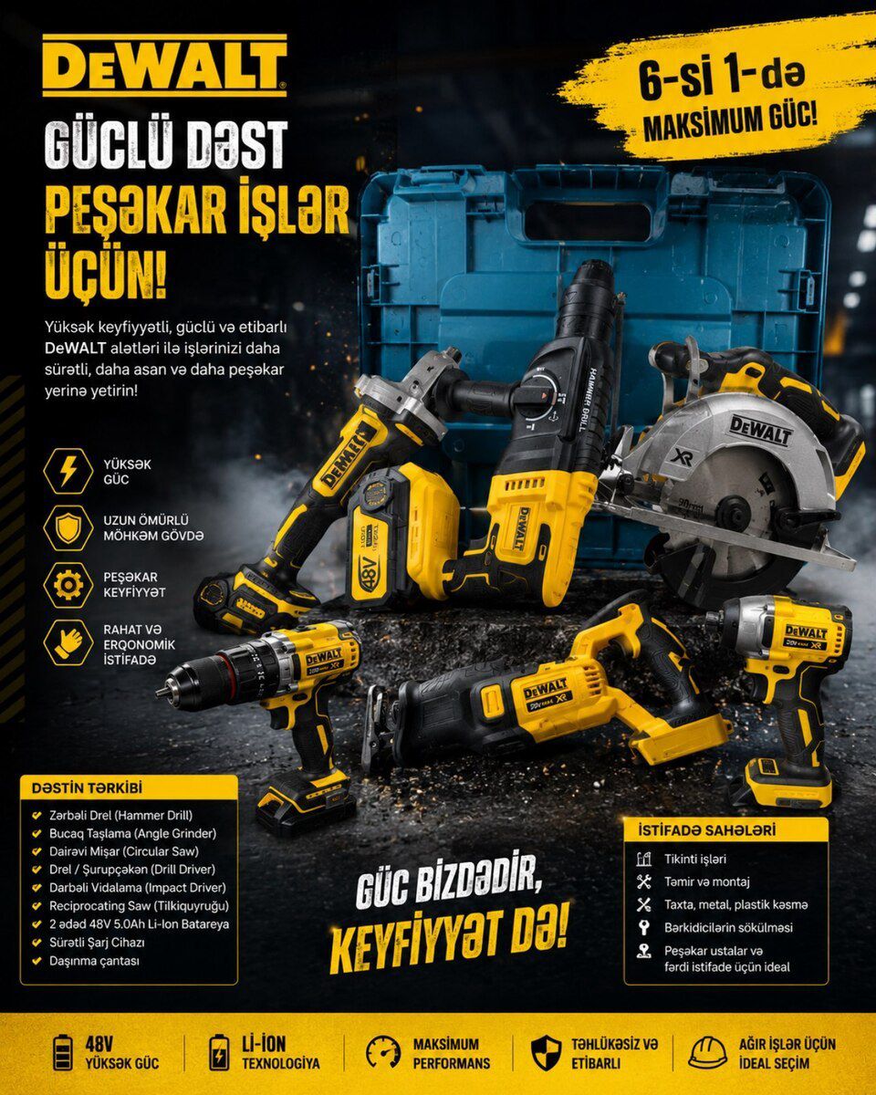 Peşəkar alət dəsti DEWALT 6-si 1-də — Mallar, Bakı