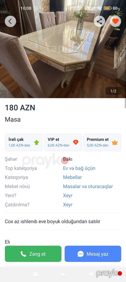 Masa – klassik dizaynlı yemək masaı - Material: MDF/Lamin örtüklü