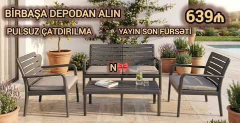 Bağ/Teras mebel dəsti – 4 hissə Tərkib: - 2 ədəd rahat qoltuq - 1
