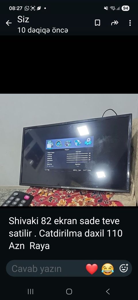 Shivaki 82 sm (~32") televizor, pult ilə idarəetmə
