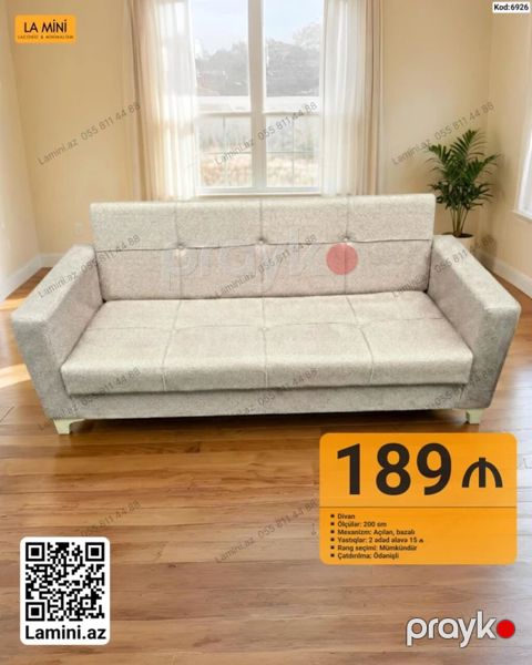Məhsul: Divan Kod: 6926 Xüsusiyyətlər: - Ölçü: 200 sm - Mexanizm — Bakı