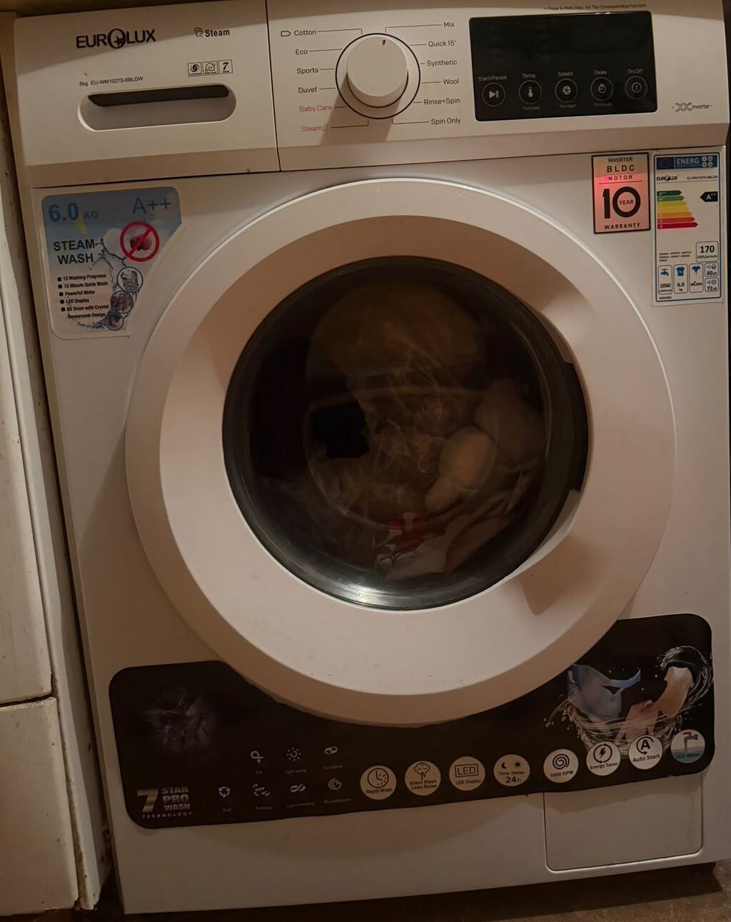 Eurolux paltaryuyan 6 kg // cemi 5 ay istifade edilib. Qiymet 300 azn — Paltaryuyan maşınlar, Bakı