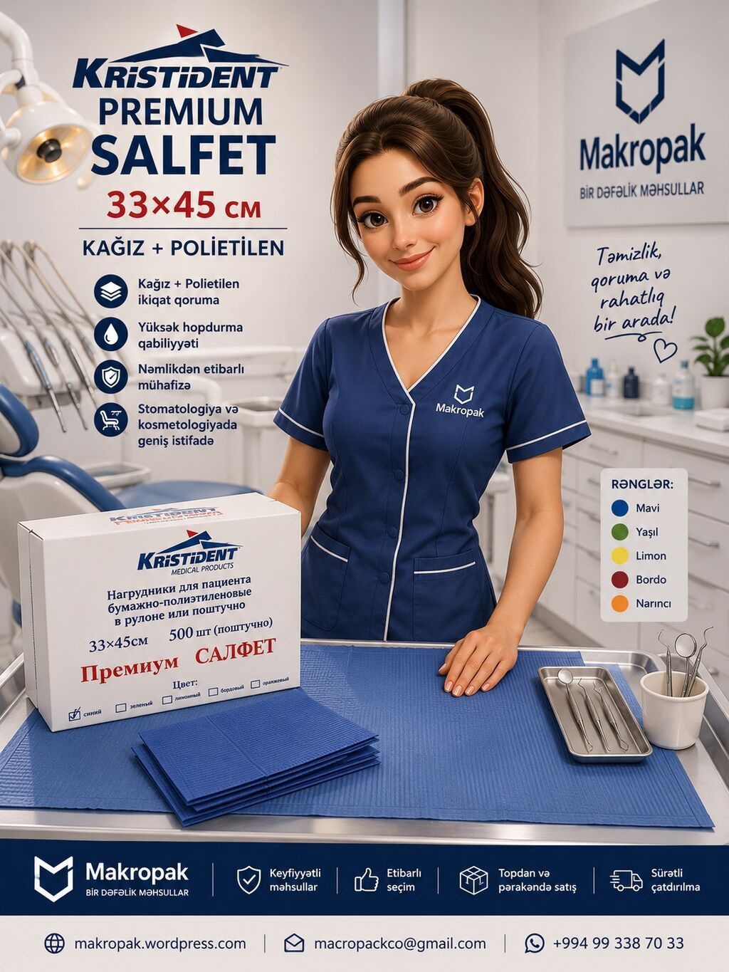 🦷 KRISTIDENT PREMIUM SALFET Stomatoloji kabinetlər üçün həm praktik — Mallar, Masazır