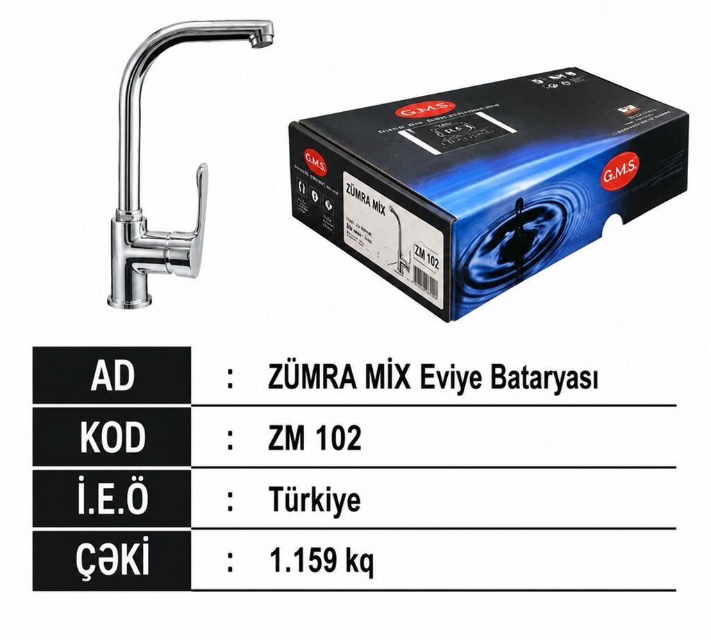 ZÜMRA MİX eviyə bataryası - Model/kod: ZM 102 - Mənşə: Türkiyə - — Santexnika, Qobu