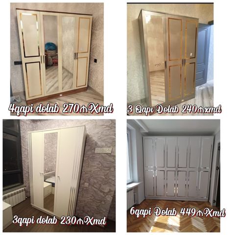 Yataq otağı üçün qapılı şkaflar - 3 qapılı dolab – hündürlük: 240 sm