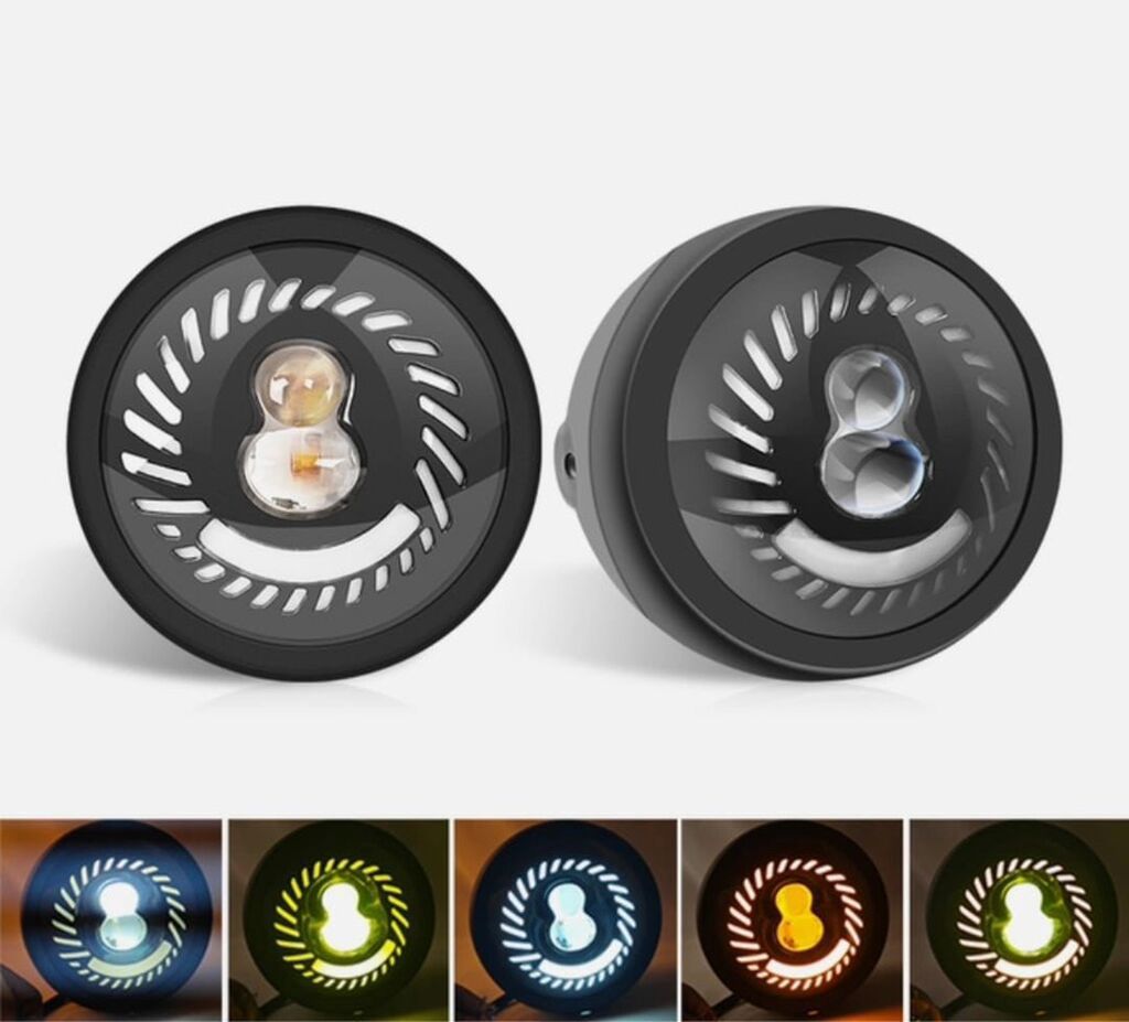 Universal dairəvi LED duman/aux farası – iki linzalı, çoxrəngli işıq