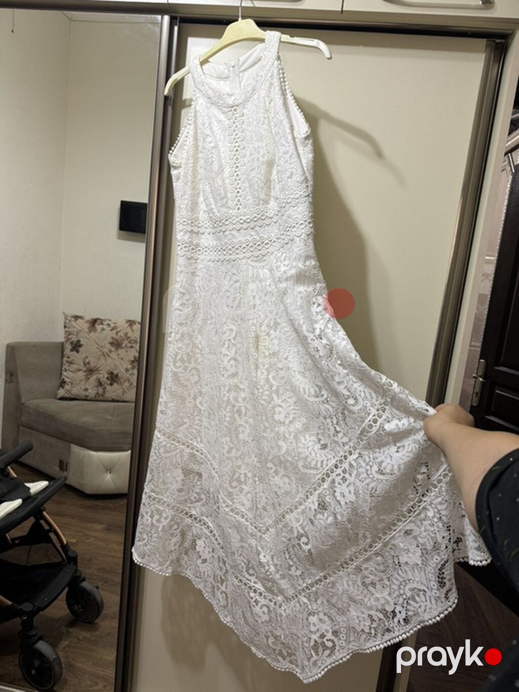 Ağ rəngli krujeva maxi don - Model: yuxarıdan qapalı, boyun hissəsi — Şəxsi əşyalar, Bakı (2)