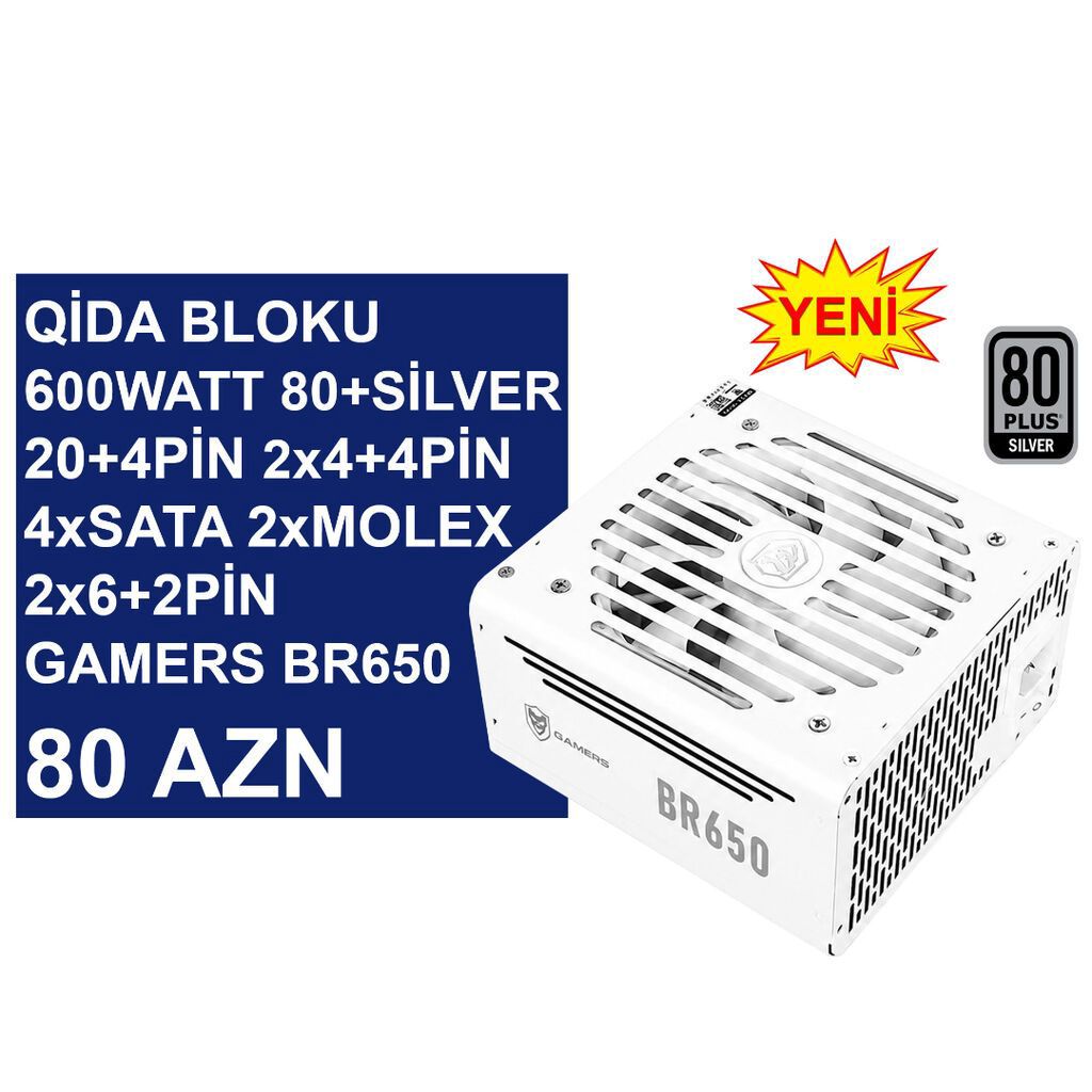 Qida bloku “600Watt 80+Silver Gamers BR650” ⭐600Watt 80+Silver 24pin