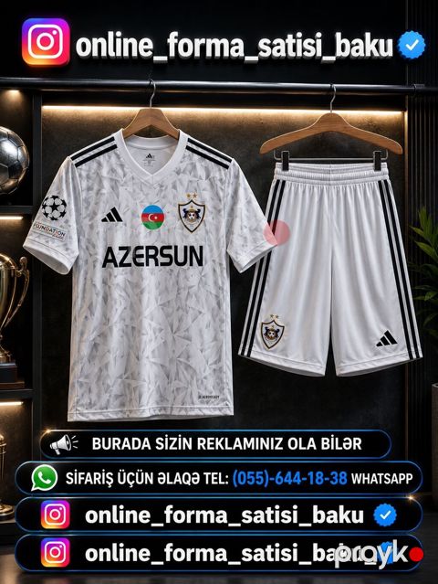 Qarabağ FK ağ rəngli oyun forması dəsti - Brend: Adidas - Dəst