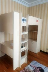 İki mərtəbəli modul çarpayı və iş/çəkməcə bloku - Material: açıq krem — Mallar