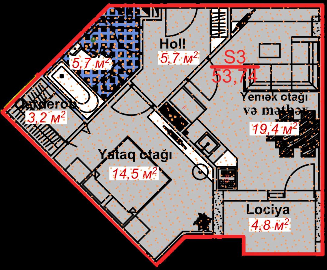 Satılır 1 otaqlı yeni tikili 53.7 m² — Mənzil, Lənkəran (3)