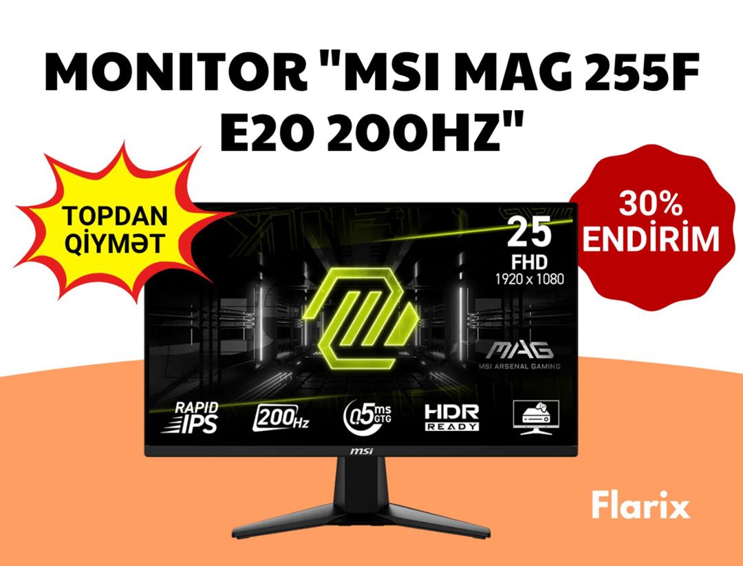 Monitor "MSI MAG 255F E20 200HZ" — Elektronika, Bakı