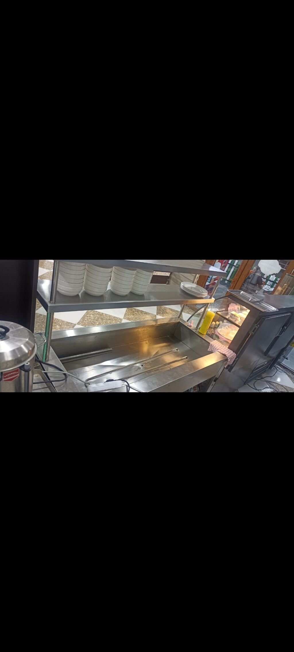 Paslanmayan poladdan restoran/kafe üçün servis xətti – vitrinli istilik masası — Restoran üçün, Qax