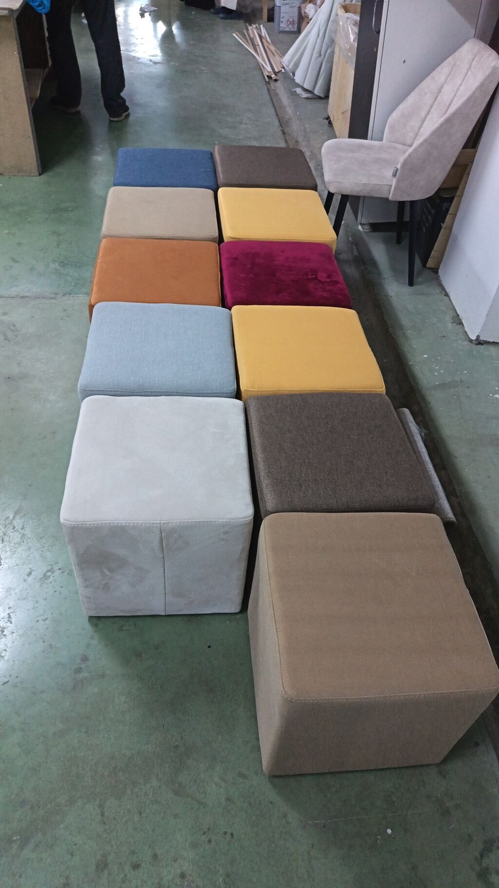 Rəngbərəng yumşaq kub puflar - Forma: kvadrat/kub - Tətbiq: qonaq — Mebel, Bakı (3)