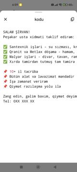 Peşəkar usta xidməti Gördüyümüz işlər: - Santexnik işləri: su sızması — Tikinti və təmir
