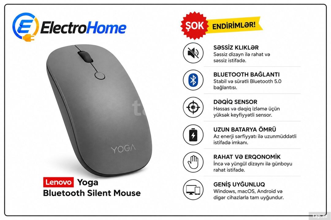 Lenovo Yoga Bluetooth Silent Mouse — Elektronika, Bakı