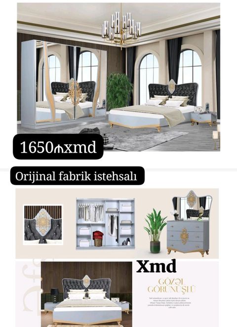 Yataq otağı mebel dəsti – orijinal fabrik istehsalı. • Komplekt: geniş