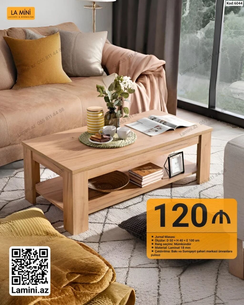 Jurnal masası – La Mini (Kod: 6044) - Ölçülər: 50 × 40 × 100 sm - — Mebel, Bakı