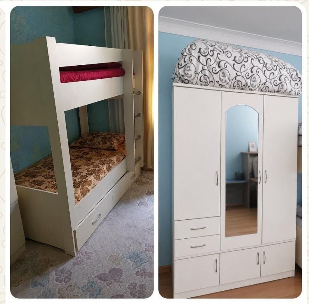 Uşaq otağı üçün ikimərrtəbəli çarpayı və dolabdan ibarət dəst
