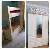 Uşaq otağı üçün ikimərrtəbəli çarpayı və dolabdan ibarət dəst — Children's furniture sets