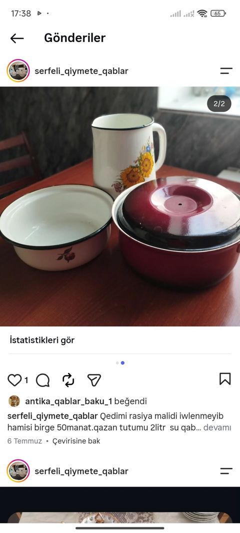 Qədimi Rusiya istehsalı emal qablar dəsti. Dəstə daxildir: -