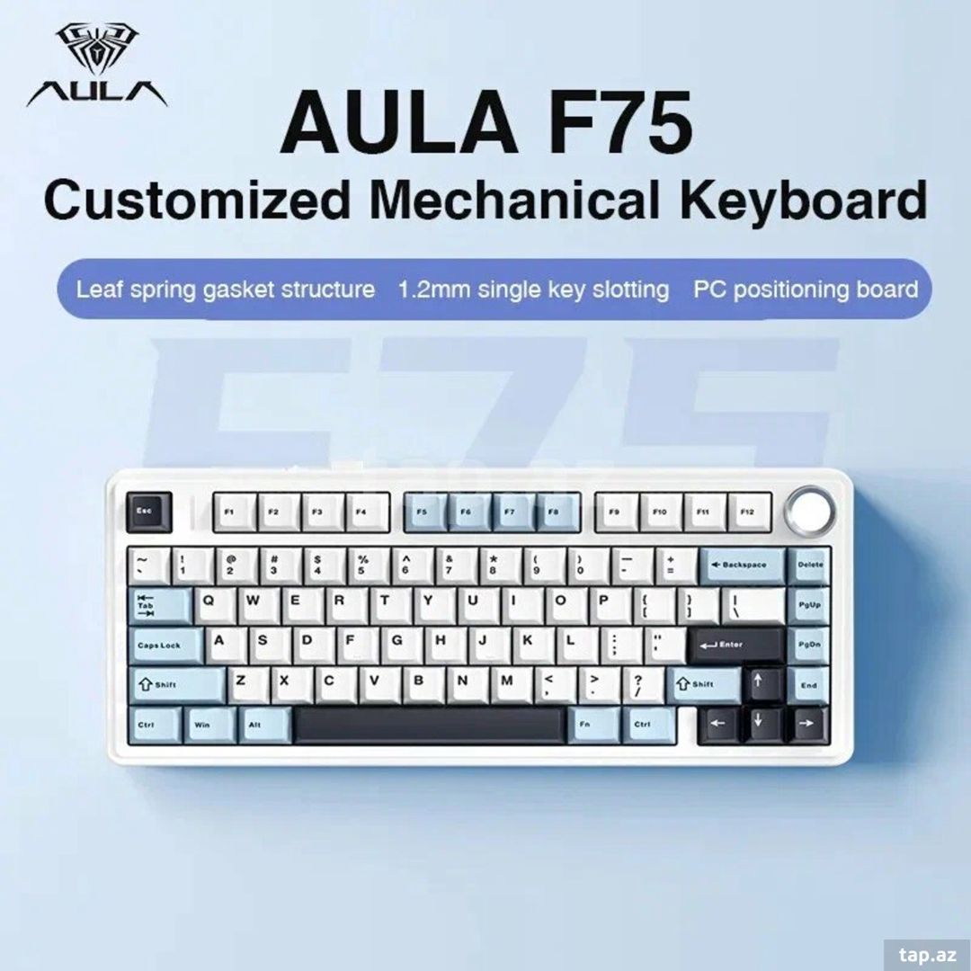 Mechanical Gaming Keyboard AULA F75 Sea salt blue — Elektronika, Bakı (2)