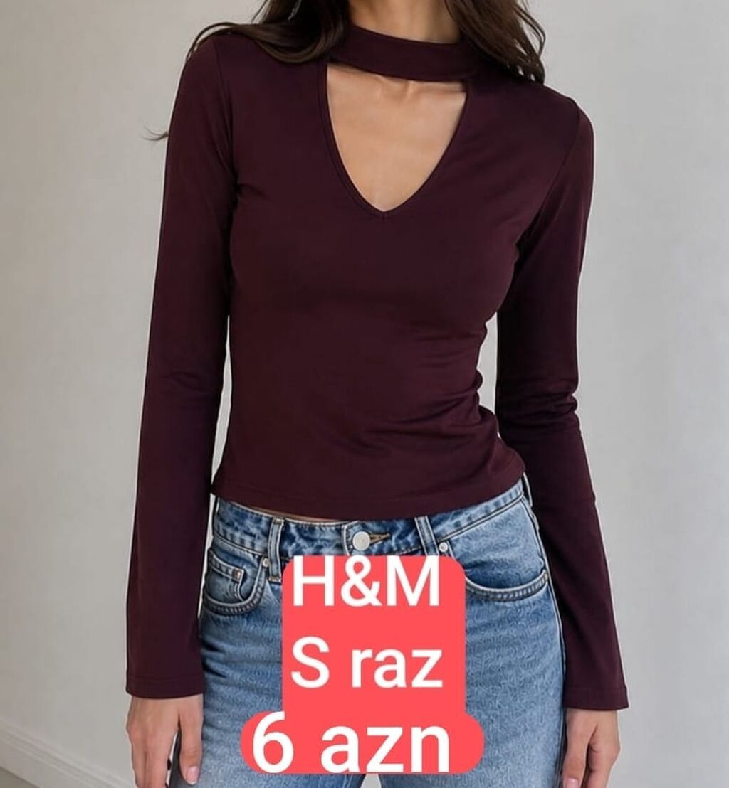 H&M qadın bluzası — Ölçü S, tünd bənövşəyi rəng