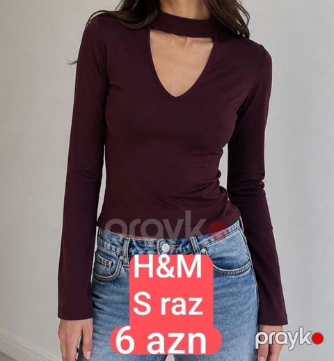 H&M qadın bluzası — Ölçü S, tünd bənövşəyi rəng — Bakı