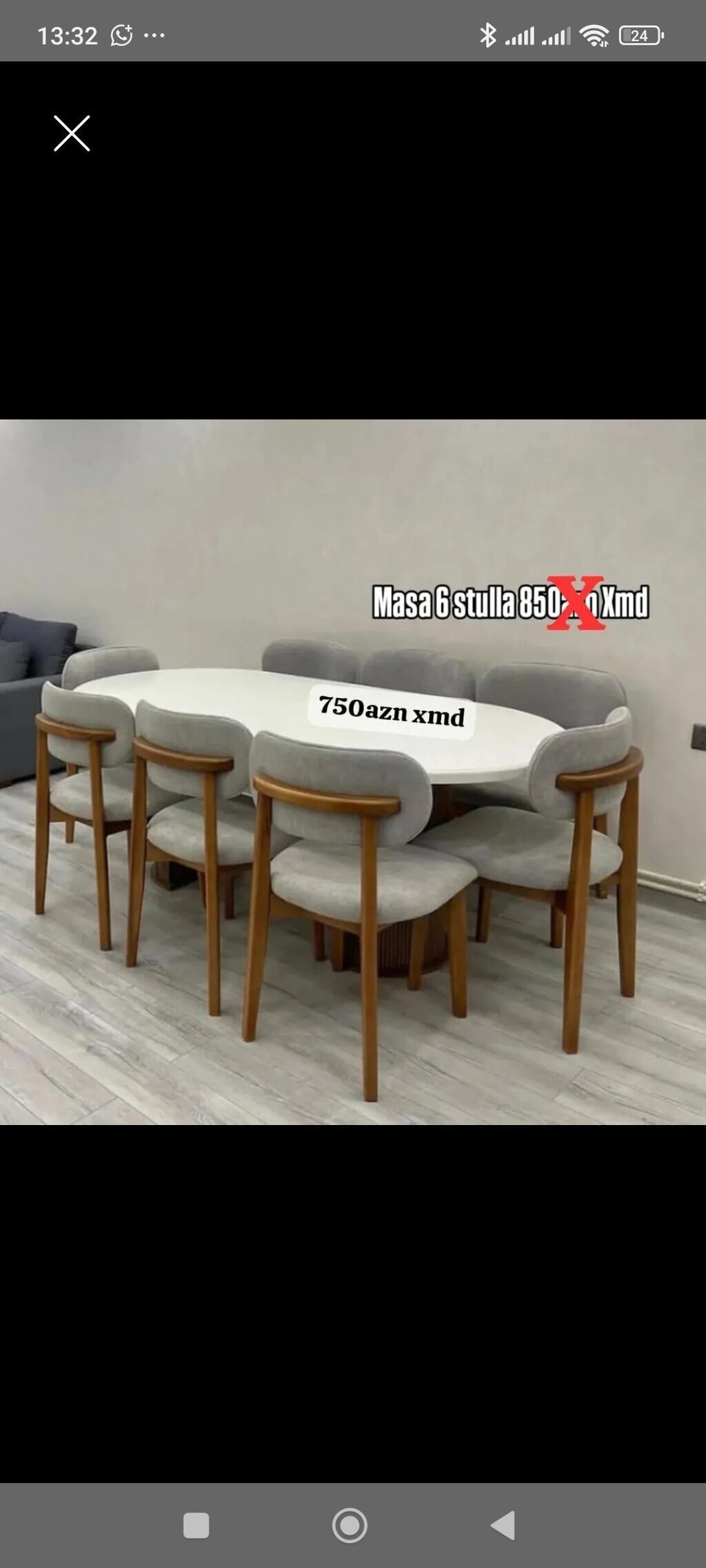 Oval yemək masa dəsti – 6 stul ilə birlikdə. Xüsusiyyətlər: - Masa