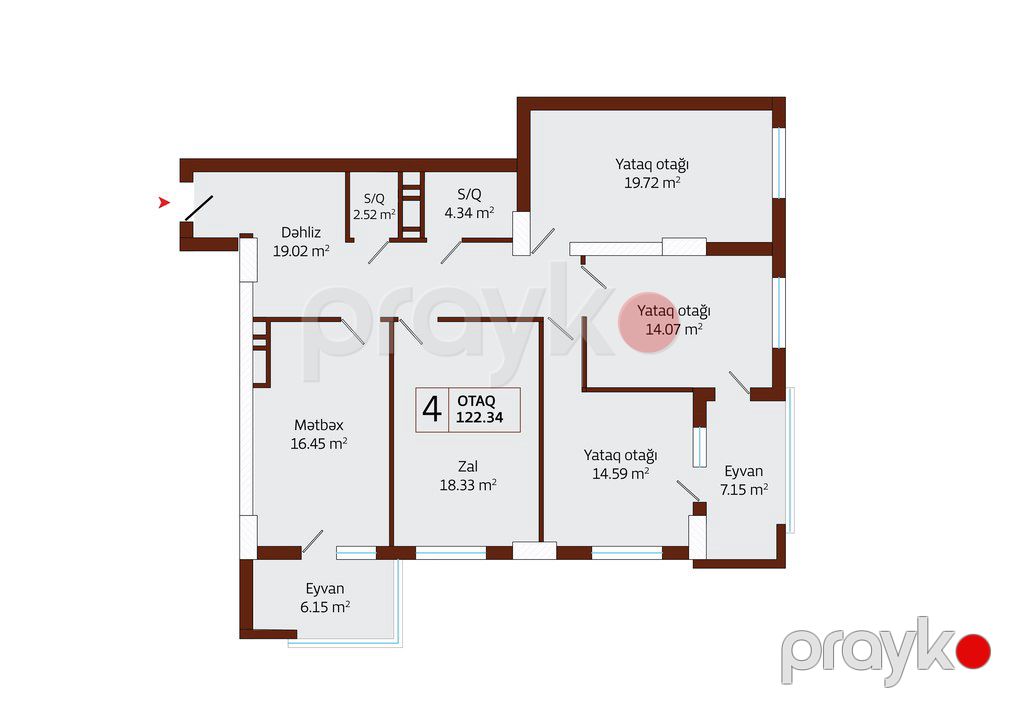 Satılır 4 otaqlı yeni tikili 122.3 m² — Mənzil, Bakı (2)