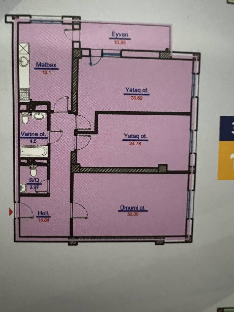 Satılır 3 otaqlı yeni tikili 135 m² — Mənzil, Bakı (3)