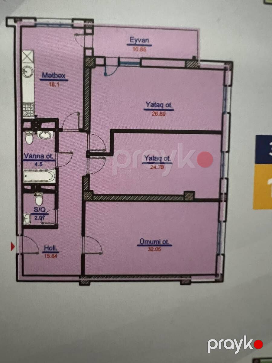 Satılır 3 otaqlı yeni tikili 135 m² — Mənzil, Bakı (3)