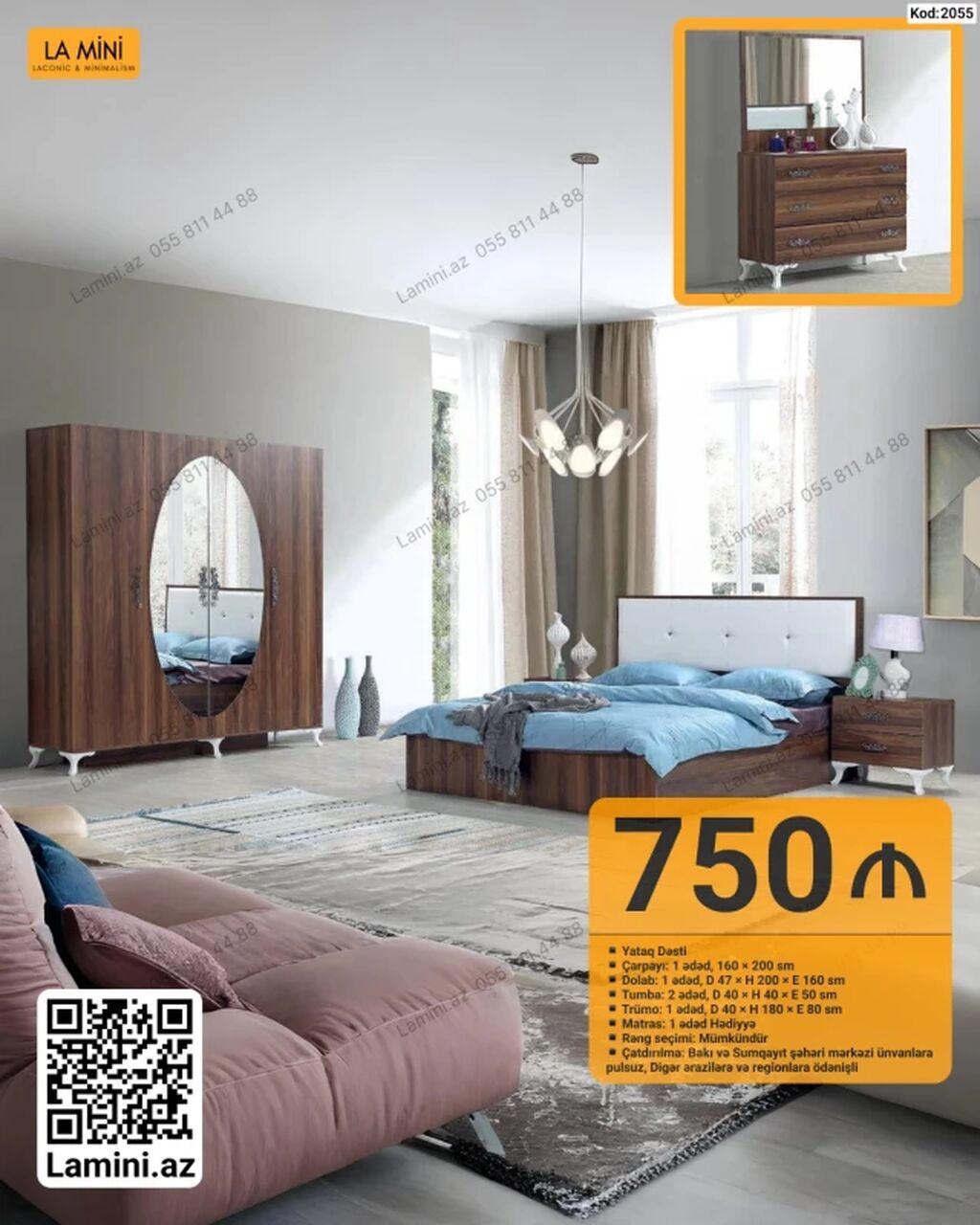 LA MINI YATAQ DƏSTİ – Kod: 2055 Komplekt tərkibi və ölçülər: - — Mebel, Bakı