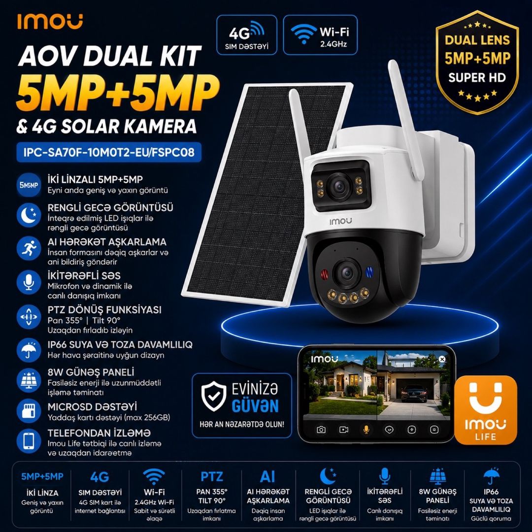 Günəş paneli 4g kamera 10mp günəş panelli — Təhlükəsizlik sistemləri, Bakı