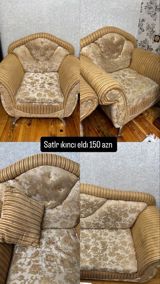 Qonaq otağı üçün rahat kreslo - Klassik üslubda, krem-qızılı — Furniture