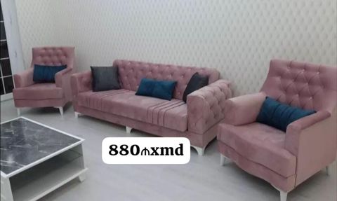 Mebel dəsti – 3+1+1 oturma qrupu - Rəng: pudra/çəhrayı - Dəst: 1 ədəd