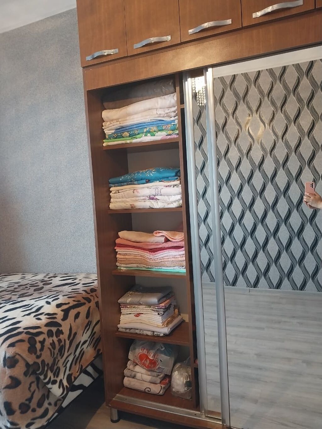 İşlənmiş, 2 qapılı, Güzgülü, Qəhvəyi, Taxta, Kupe, Düz dolab — Mebel, Masazır (4)
