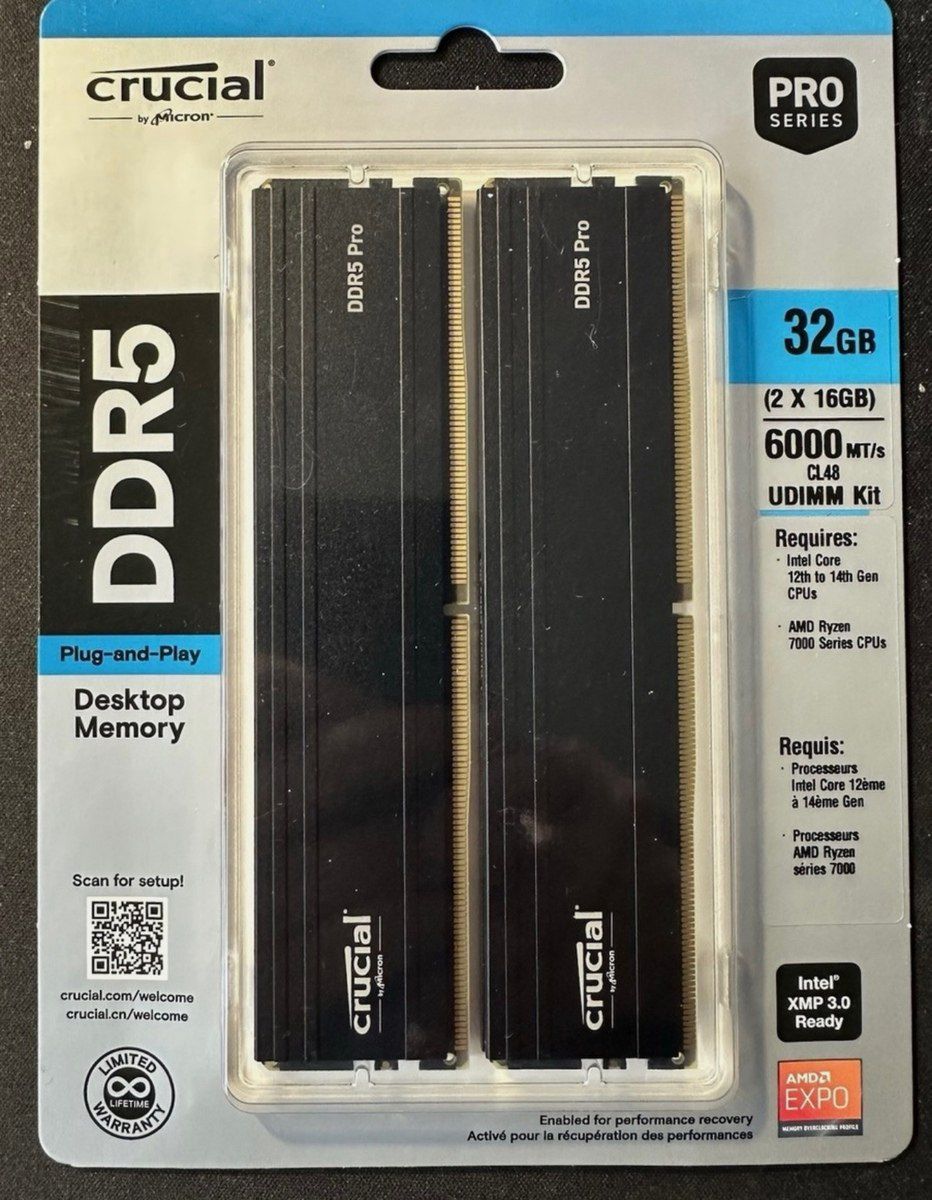 Crucial Pro DDR5 32GB (2×16GB) 6000MHz — Elektronika, Bakı