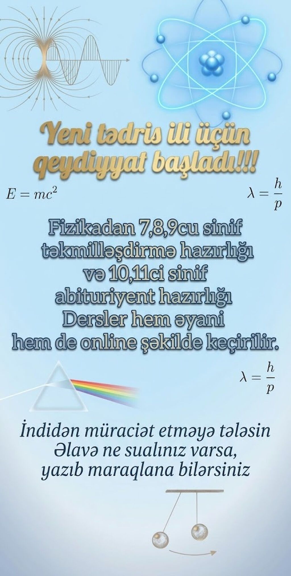 Repetitor, Fizika, Azərbaycan dili, Abituriyent hazırlığı — Fərdi dərslər, Bakı