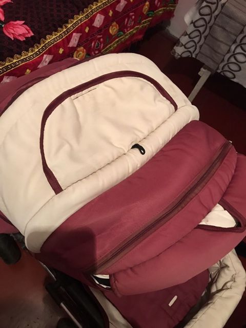 Uşaq arabası Baby Lux, 2-ü 1-də komplekt, bordo/krem
