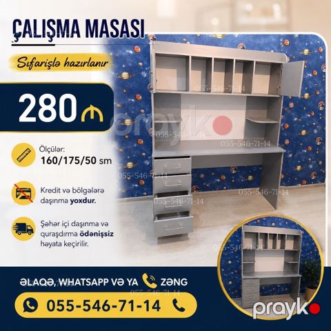 Çalışma masası – sifarişlə hazırlanır - Ölçülər: 160/175/50 sm - Üst — Bakı