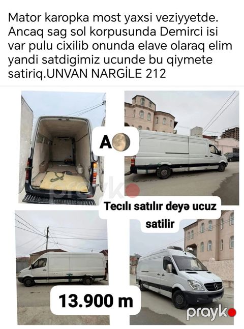 Mercedes-Benz Sprinter yük mikroavtobusu - Mator, karopka və most